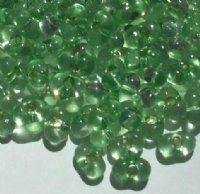 25 grams of 3x7mm Silver Lined Green Farfalle Seed Beads